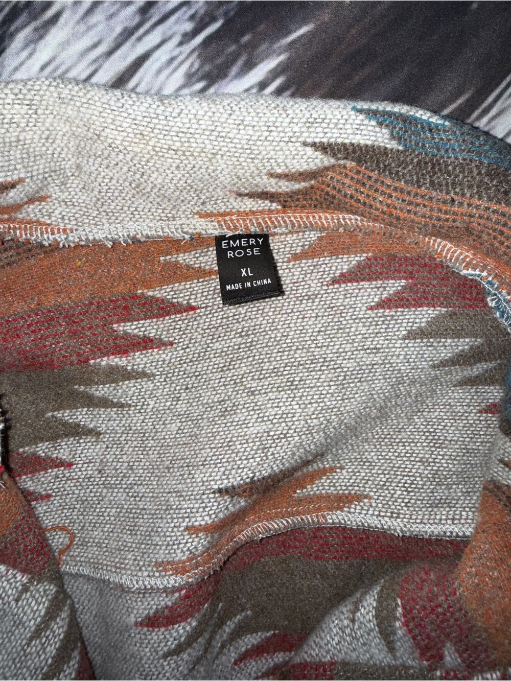 Aztec Pattern Button Up Jacket - Teal, Rust & Cream - Picture 4 of 4